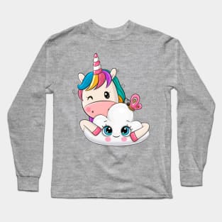 Unicorn with cloud Long Sleeve T-Shirt